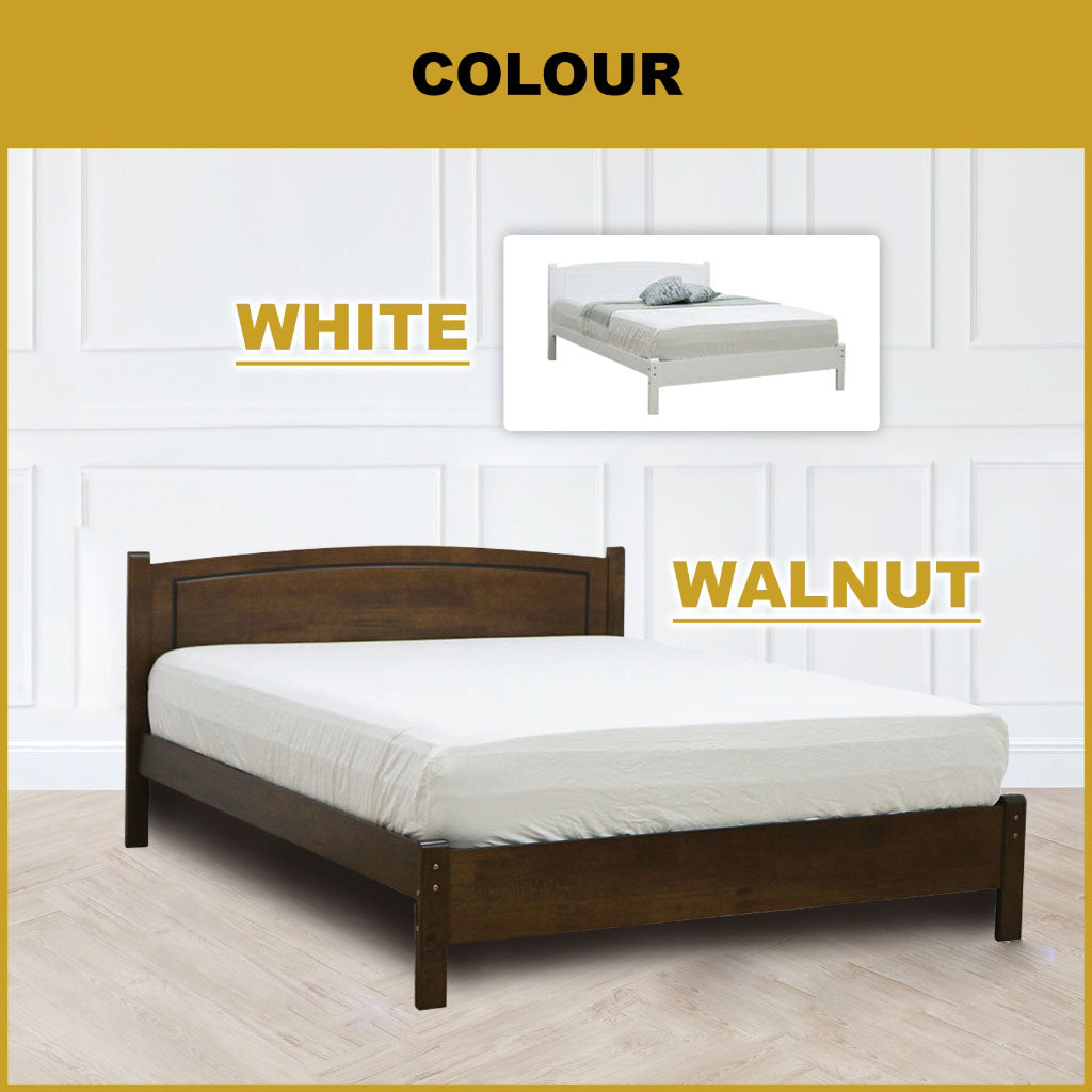 Izumi Wooden Bedframe Queen Size In 2 Colour with Mattress Option - MDF+Veneer Wood
