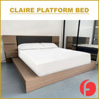 Claire Platform Bed Japanese Tatami Bedframe in Queen/King Size with Storage & Led Light