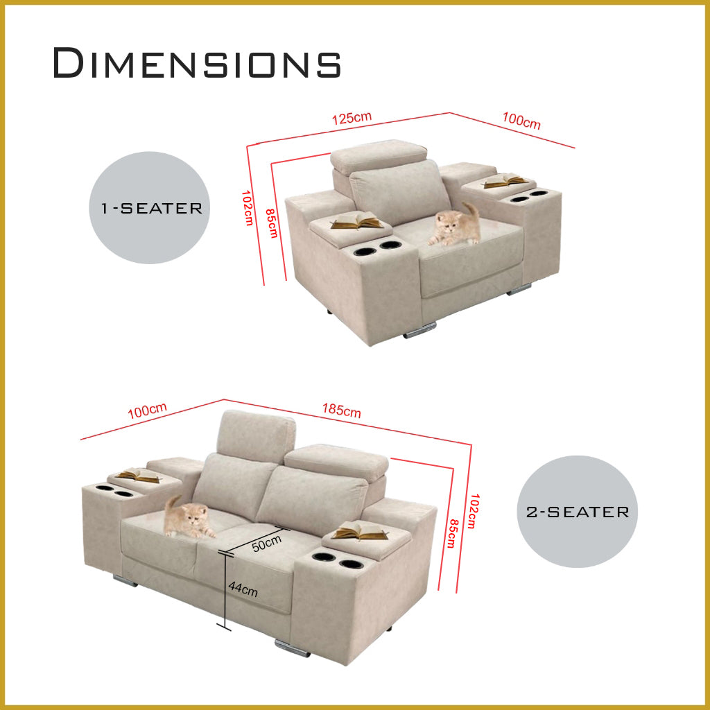 Manny 1/2/3/4-Seater Sofa with Stool Storage & Cup Holder w/ Pet-Friendly Option