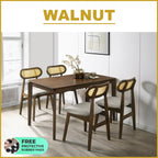 Radden 4/6 Seater Dining Set w/ Table, Chair & Bench Solid Rubber Wood in 2 Colours