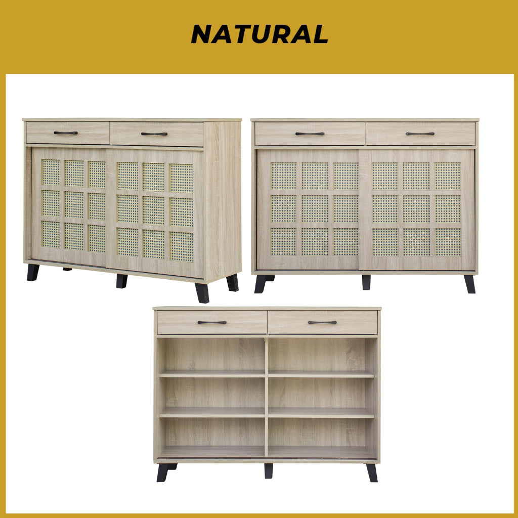 Kabuki Japanese Sliding Door Shoe Cabinet CARB-P2 Certified Board in 2 Colours
