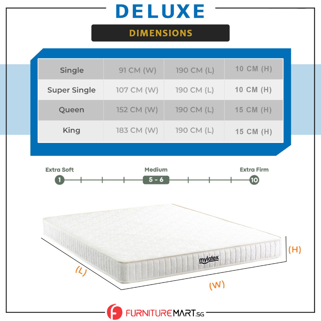 MyLatex Deluxe 4"/6" Mattress 100% Natural Latex & Damask Fabric - All Sizes Available
