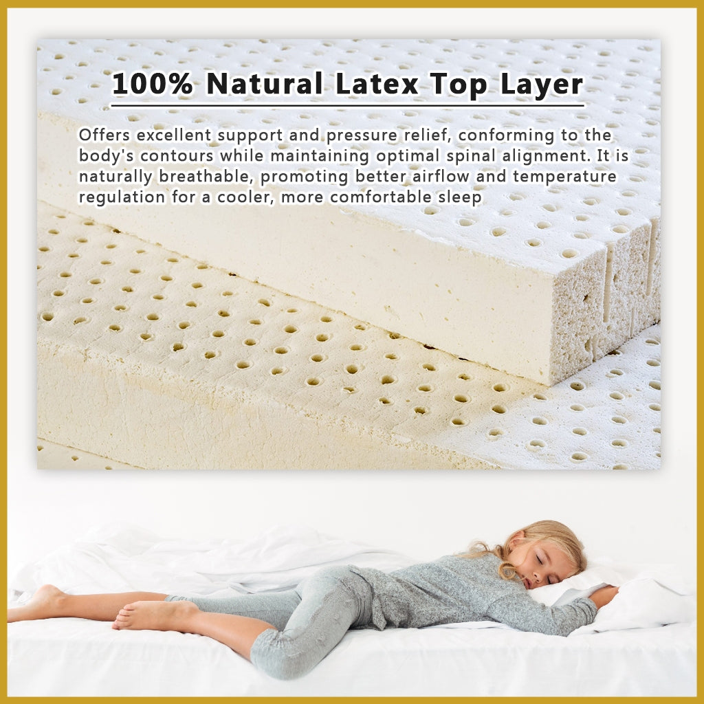 MyLatex Posture King 12" Pocketed Spring Mattress Natural Latex - All Sizes Available
