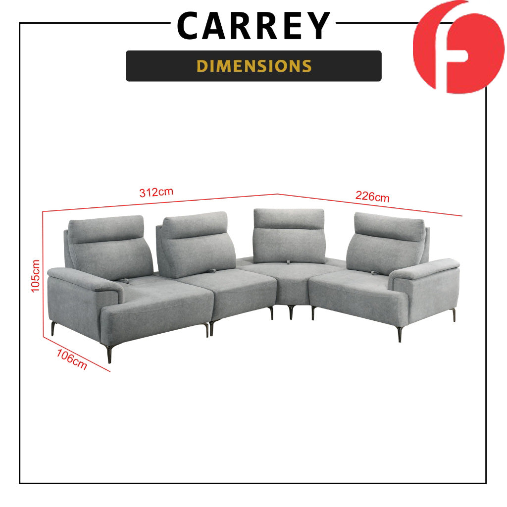 Carrey Series Pushback Corner Sofa Zigzag Spring in 47 Colour - w/ PetFriendly Fabric