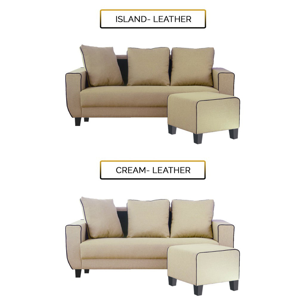 Ruru Series 2/3 Seater Leather Sofa With Ottoman w/ Pet-Friendly Option