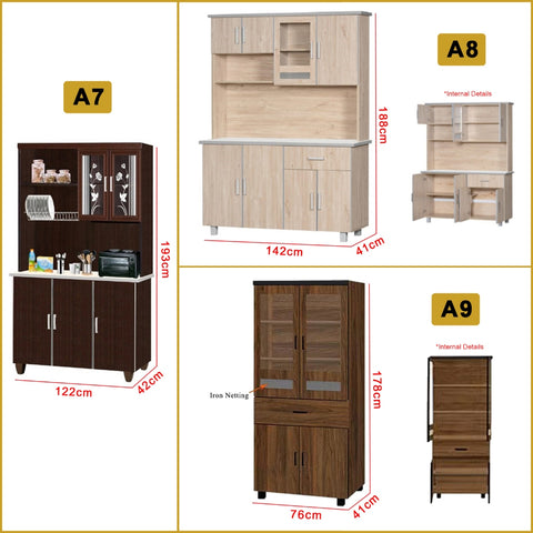 Image of Kara Series Tall Kitchen Cabinet with Drawers in 31 Designs