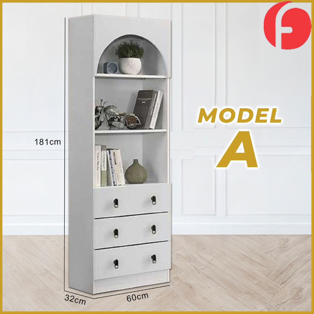 Living Mall Gaia Series 2 Display Cabinet Book Shelves with Drawers