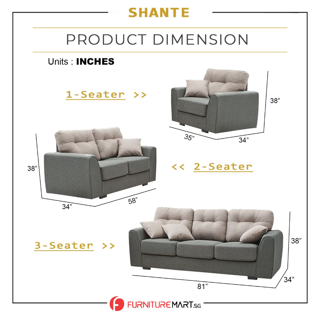 Shante 1/2/3 Seater Sofa with Pet-Friendly Option - 48 Colours Available