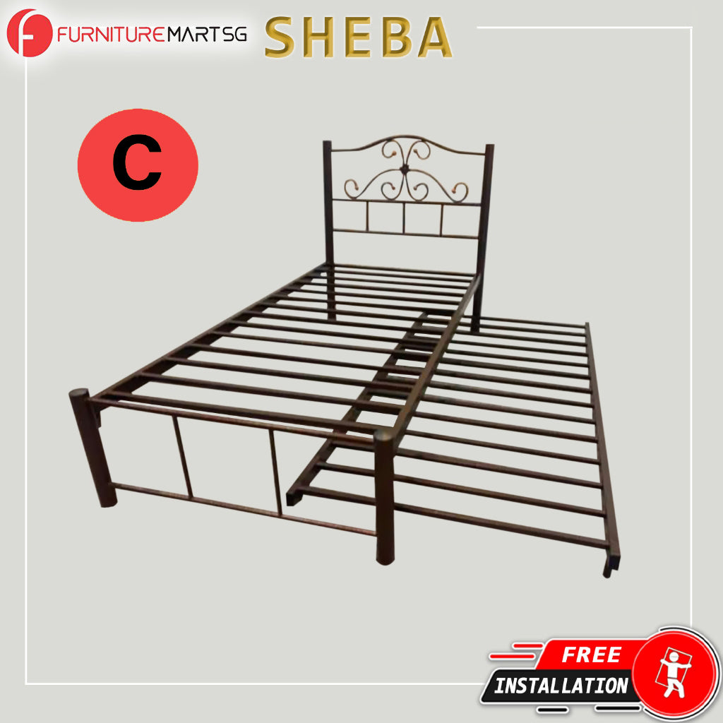 Sheba Series 3 Single Metal Bed Frame with Trundle Set - Optional Mattress Add On Available