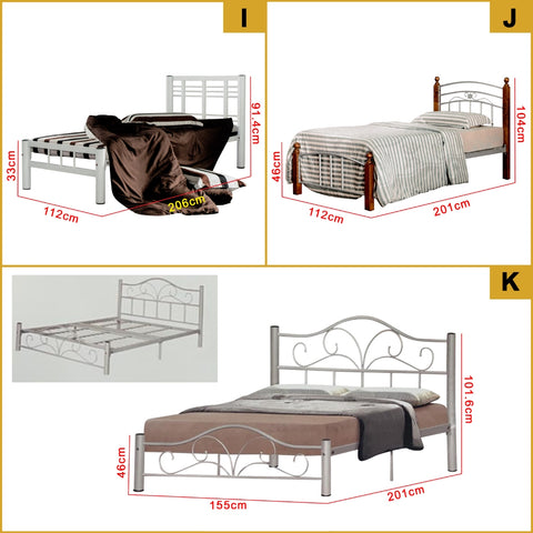 Image of Omara Series Metal/Wood Bed Frame with Double Decker Collection - All Sizes