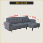 Winie L-Shaped Sofa Left or Right Chaise in 47 Colour -w/ PetFriendly Scartch-Resistant