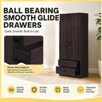 Britain CARB-P2 Certified Board 1-5 Door Tall Wardrobe with Drawers and Top Cabinet