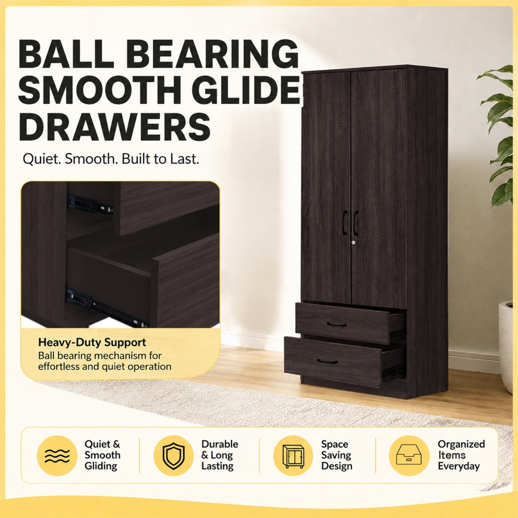 Britain CARB-P2 Certified Board 1-5 Door Tall Wardrobe with Drawers and Top Cabinet