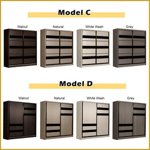 Charie Series 5FT/6FT/8FT Customizable Sliding Door Modular Wardrobe in 6 Designs
