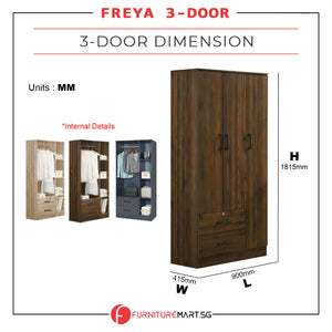 FREYA Series 3-Door Columbia Wardrobe