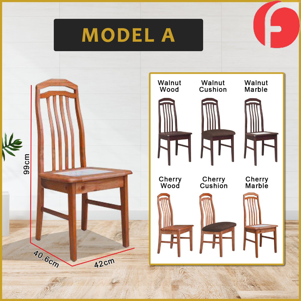 Aisha Dining Chair Collection Solid Wood with Marble or Cushioned Seat in Walnut/Cherry