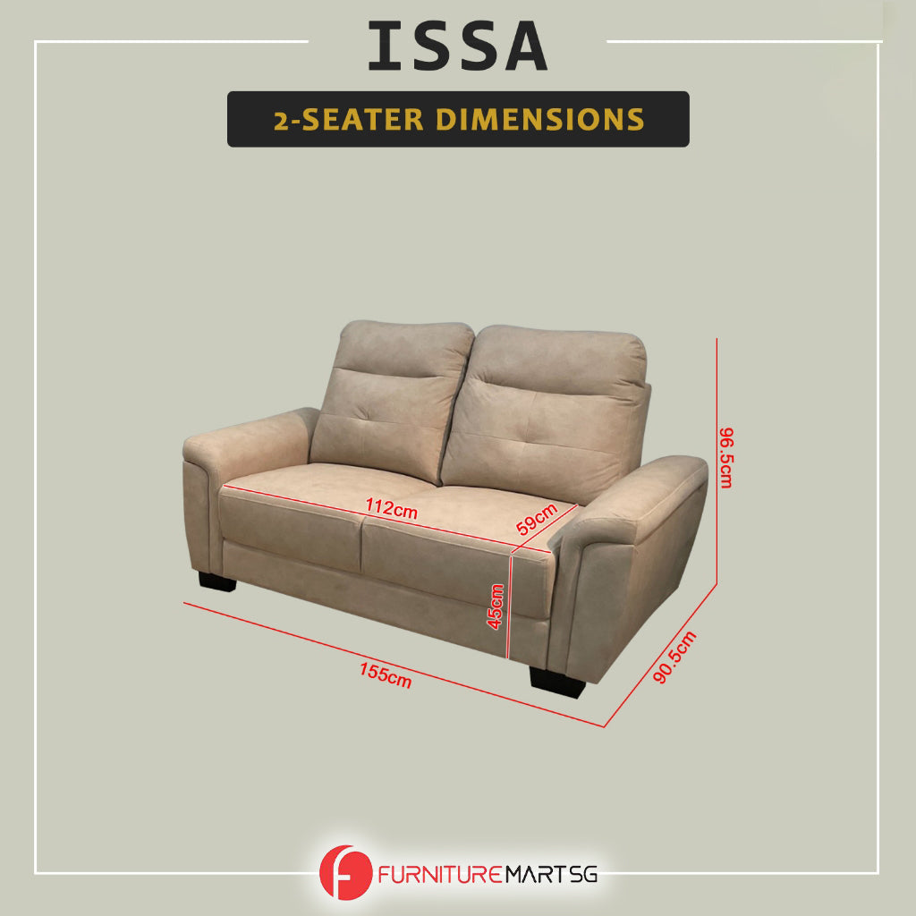 Issa 2/3-Seater Sofa Pet-Friendly Leathaire Fabric ZigZag Spring and Pocket Spring Sofa in Beige