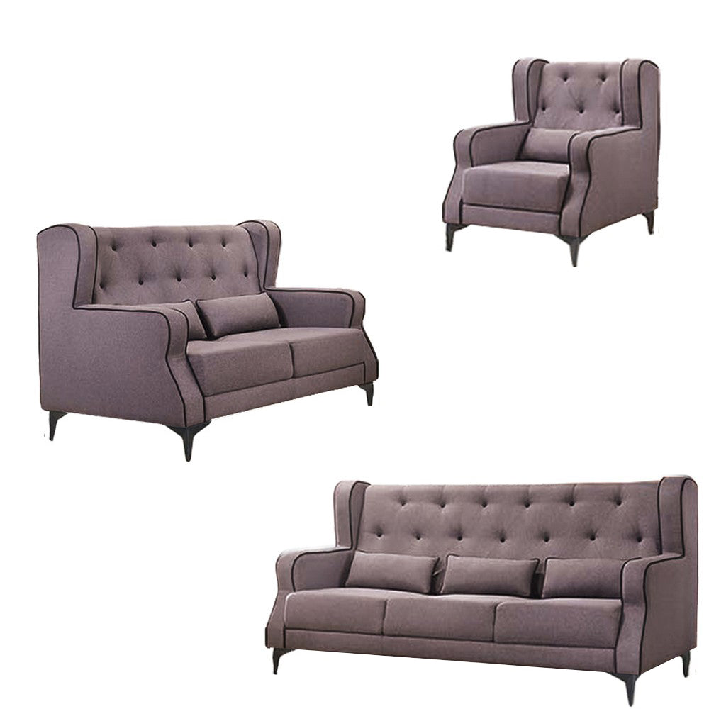 Elizabeth 1/2/3 Seater Mid Century High Back Fabric Sofa Set In 4 Colors