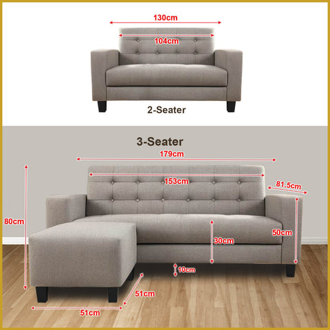 Image of Sophie Series3 2-Seater 3-Seater Sofa with Ottoman with Pet-Friendly Color Options