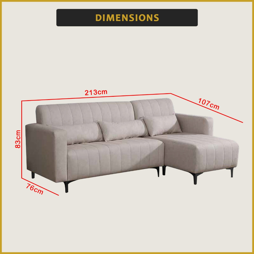 Anika L-Shaped Sofa Left or Right Chaise in 47 Colour -w/ PetFriendly Scartch-Resistant