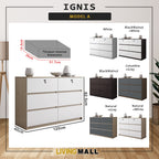 Ignis 6 Drawers CARB-P2 Certified Board Chest of Drawers Full Laminated Back Panel