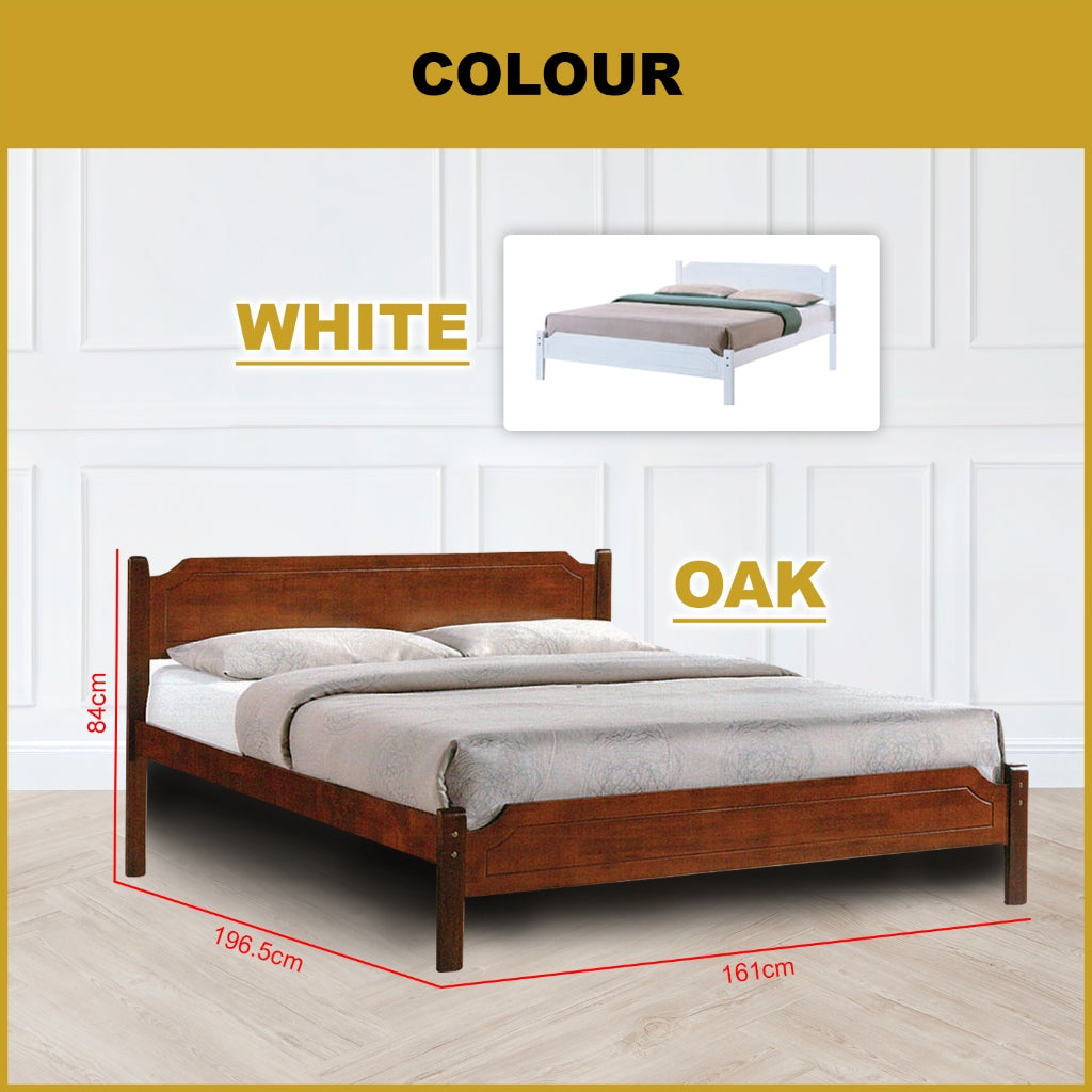 Jadie Wooden Bedframe Queen Size In 2 Colour with Mattress Option - MDF+Veneer Wood