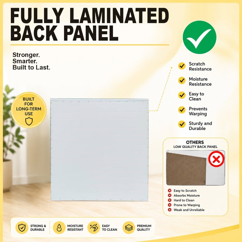 Bary CARB-P2 Certified Board Bedside Table Fully Laminated Back Panel in 6 Colours