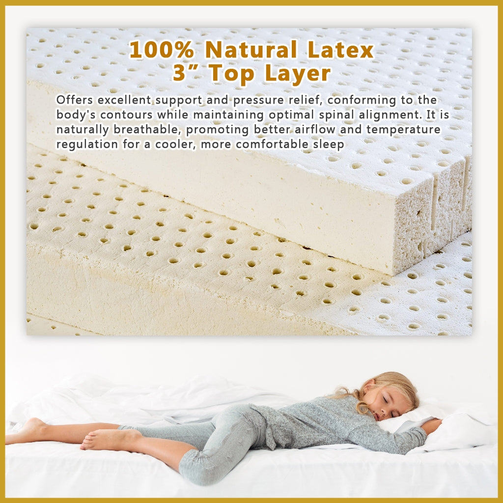 MyLatex ANSON 10" Natural Latex Mattress, Coconut Fibre, Cooling Silk Fabric - All Sizes