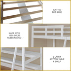 Lamer Single Loft Bed Solid Rubberwood Sturdy Durable in 3 Colours - w/ Mattress