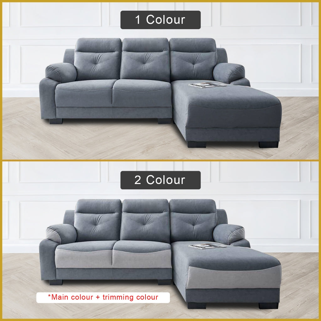 Maine 3-Seater L-Shaped Sofa Pocketed Spring in 50 Colour - w/ PetFriendly Fabric