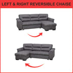 Arinna Left-Right Reversible Sleeper Sectional Sofa with Storage in Charcoal Chenille Fabric