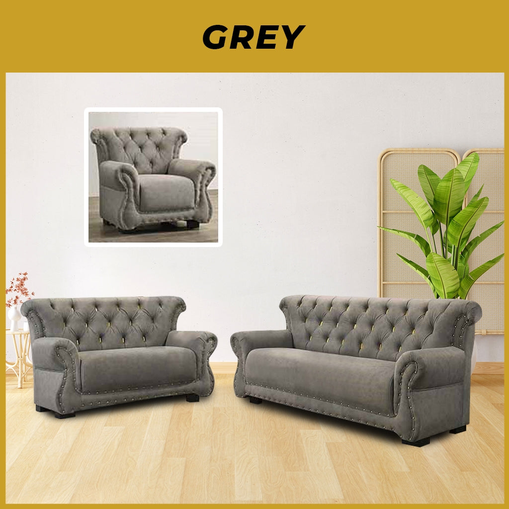 Aina 1/2/3 Seater Sofa Set PetFriendly Scratch-Resist Fabric in Grey or Brown Colour