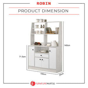 Robin Kitchen Cabinet Multiple Storage in Ivory & White Colour
