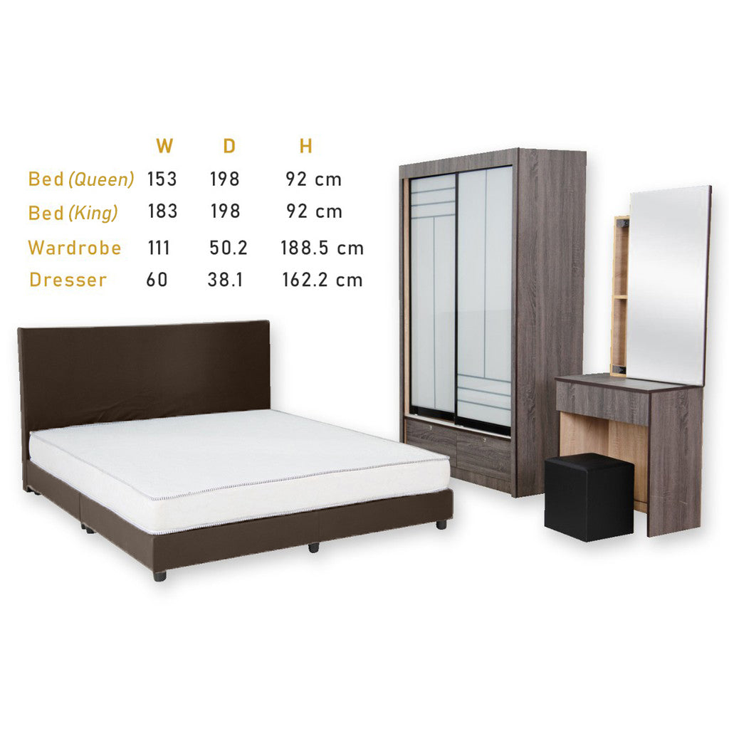Serenity Bedroom Set In Brown w/ Mattress Option