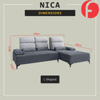 Nica 1/2/3-Seater L-Shaped Sofa with Pet-Friendly Fabric Scratch-Resistant & Claw-Resistant