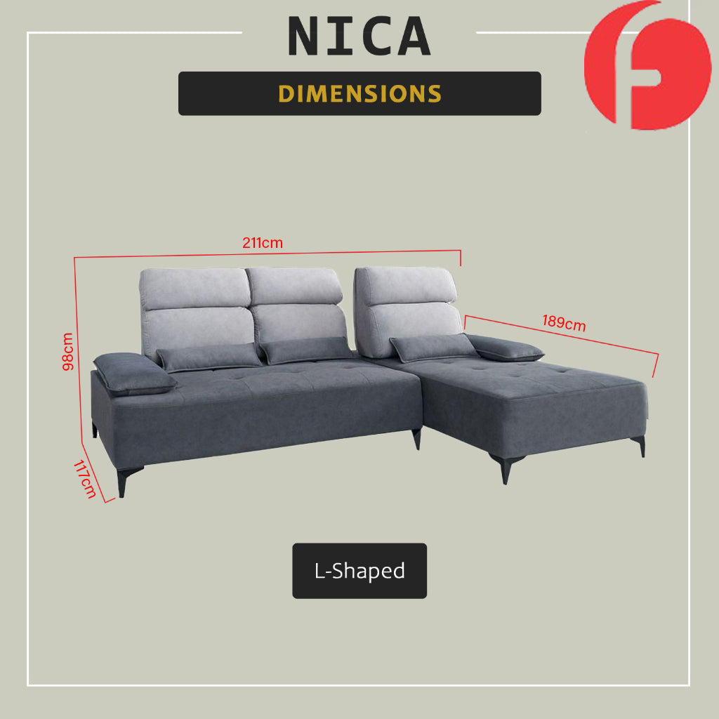 Nica 1/2/3-Seater L-Shaped Sofa with Pet-Friendly Fabric Scratch-Resistant & Claw-Resistant