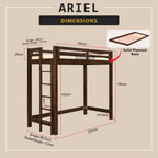 Ariel Wooden Loft Bed Single, Super Single Solid Rubberwood Bed Frame w/ Mattress Option