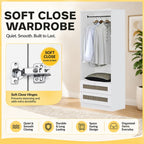 CROSSIA CARB-P2 Certified Board 1-5 Doors Wardrobe Rattan Design with Drawers Top Cabinet