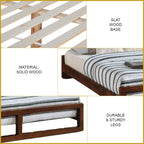 Siara Wooden Bedframe Queen Size In Walnut Colour with Mattress Option - Solid Wood