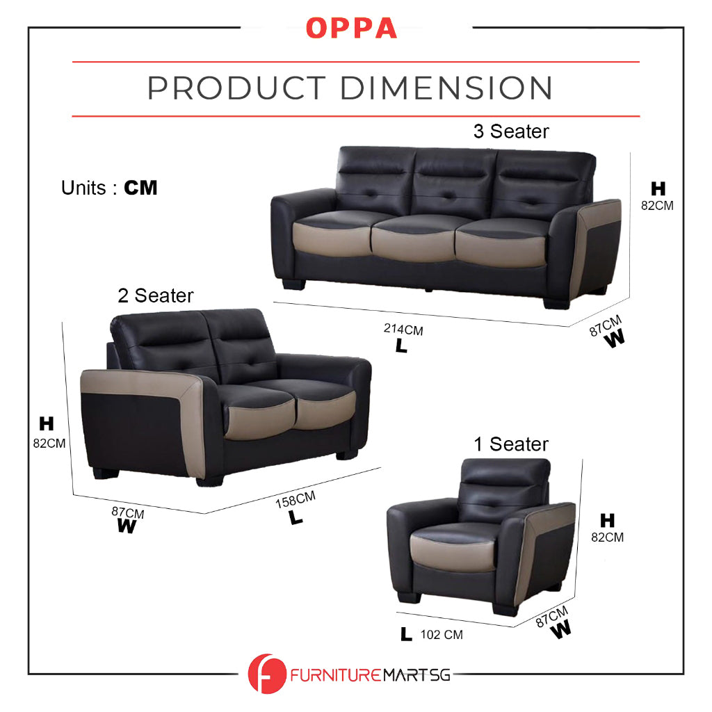 Oppa 1/2/3 Sofa Set In Top Grade PU Leather Upholstery