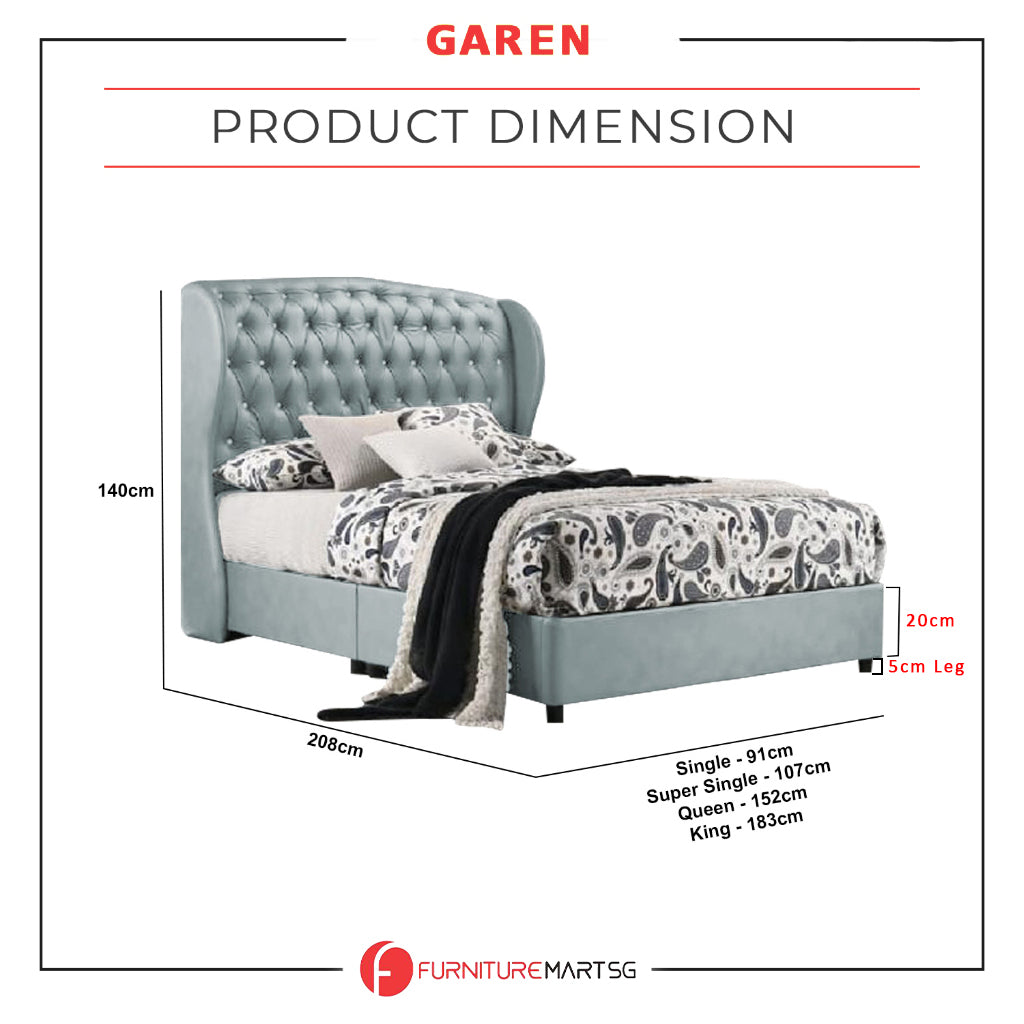 Garen Divan Bed Frame Pet Friendly Scratch-Resistant Fabric - With Mattress Add On