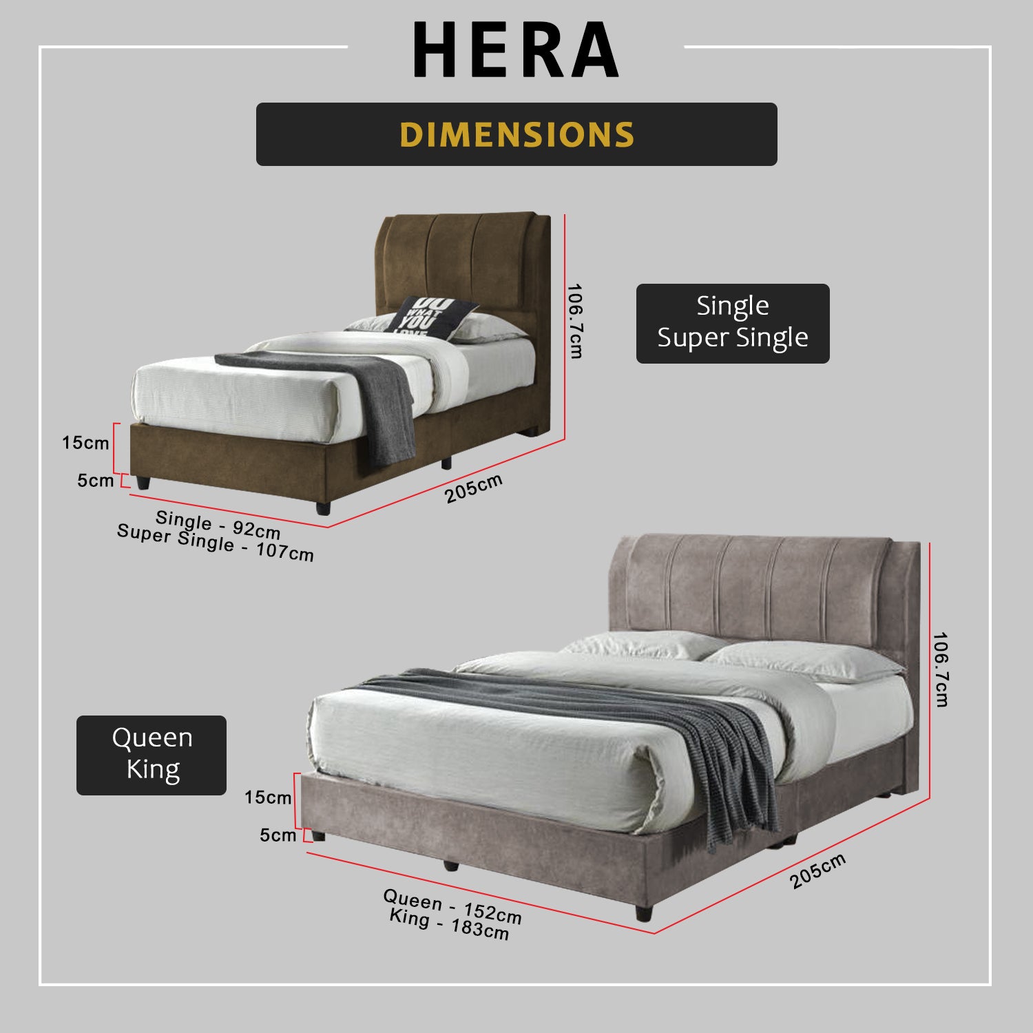Hera Divan Bed Frame with Foam Padded Headboard - PetFriendly Option / All Sizes