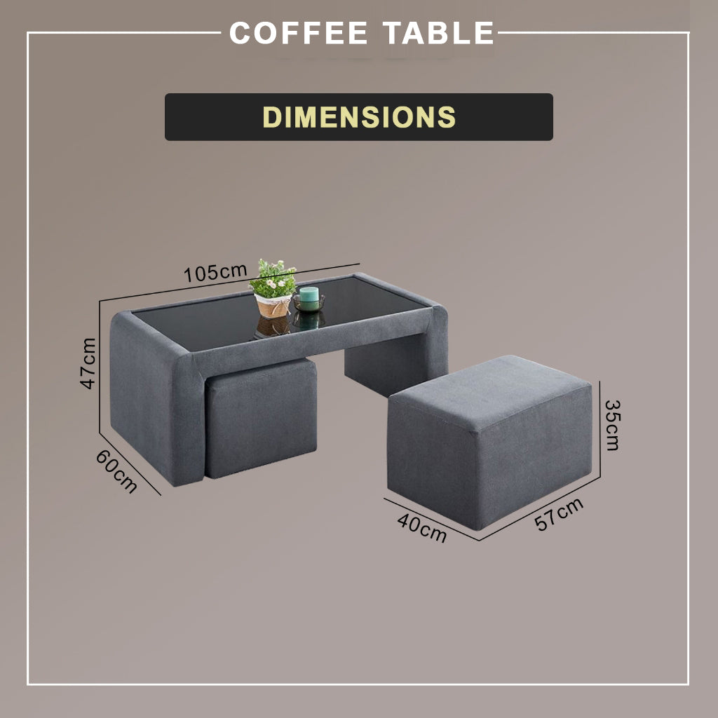 Lanny 3/4-Seater L-Shaped Sofa with Stool & Coffee Table w/ Pet-Friendly Option