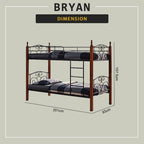 Bryan Single Metal+Wooden Double Decker Bed Frame in 2 Colours - w/ Mattress Option