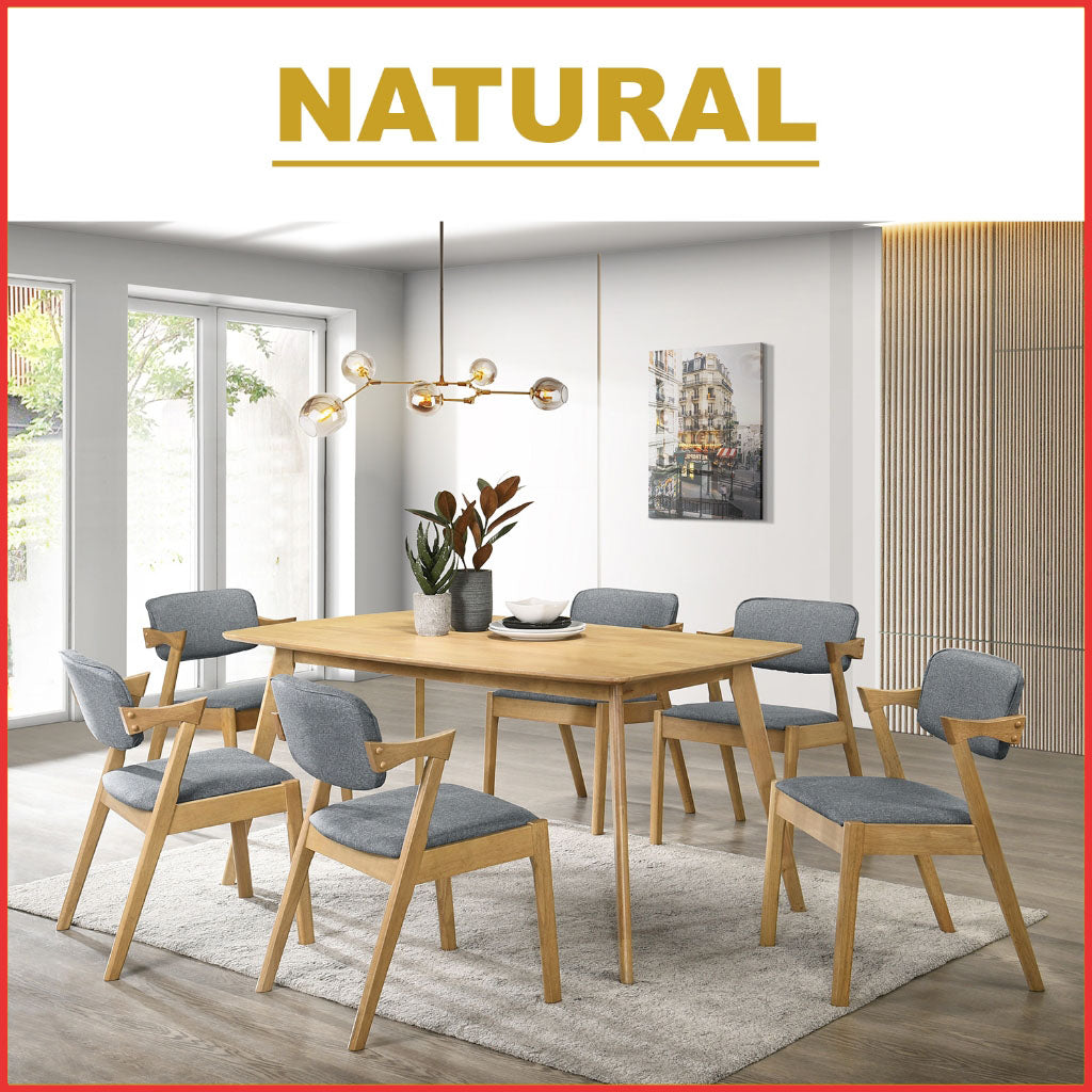 Xyrel Nordic Dining Set w/ Table, Chair & Bench Solid Rubber Wood in 3 Colours
