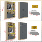 Florence Series 1/2/3/4/5 Doors Tall Wardrobe with Drawers and Top Cabinet in Natural