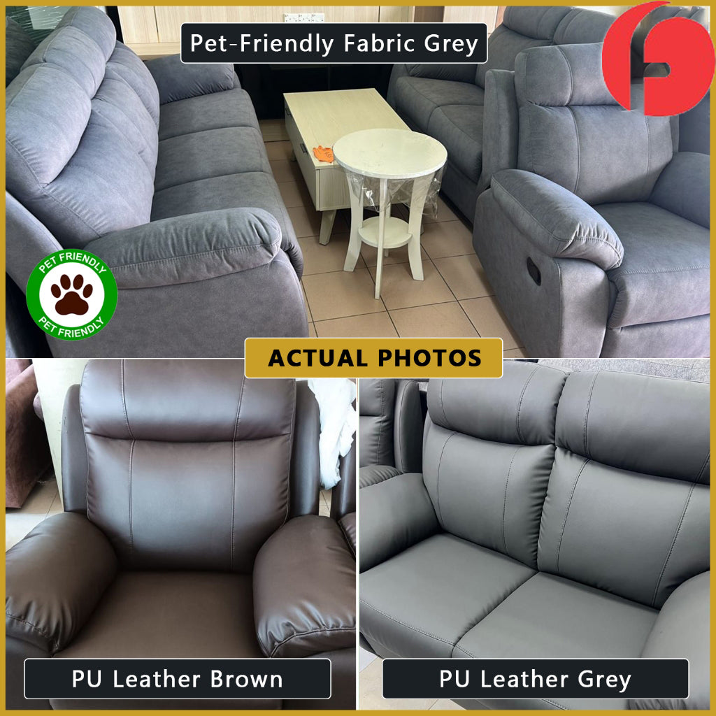 Annie 1-Seater Recliner and 2/3-Seater Sofa - P.U. Leather or PetFriendly Option
