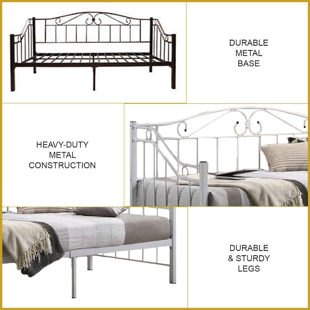 Ginny Single Metal Daybed Bed Frame Copper or White Colour - w/ Mattress Option