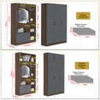 Paris Series 1/2/3/4/5 Doors Tall Wardrobe with Drawers and Top Cabinet in Columbia Grey