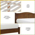 Yanir Wooden Bedframe Queen Size In Oak Colour with Mattress Option - MDF+Veneer Wood